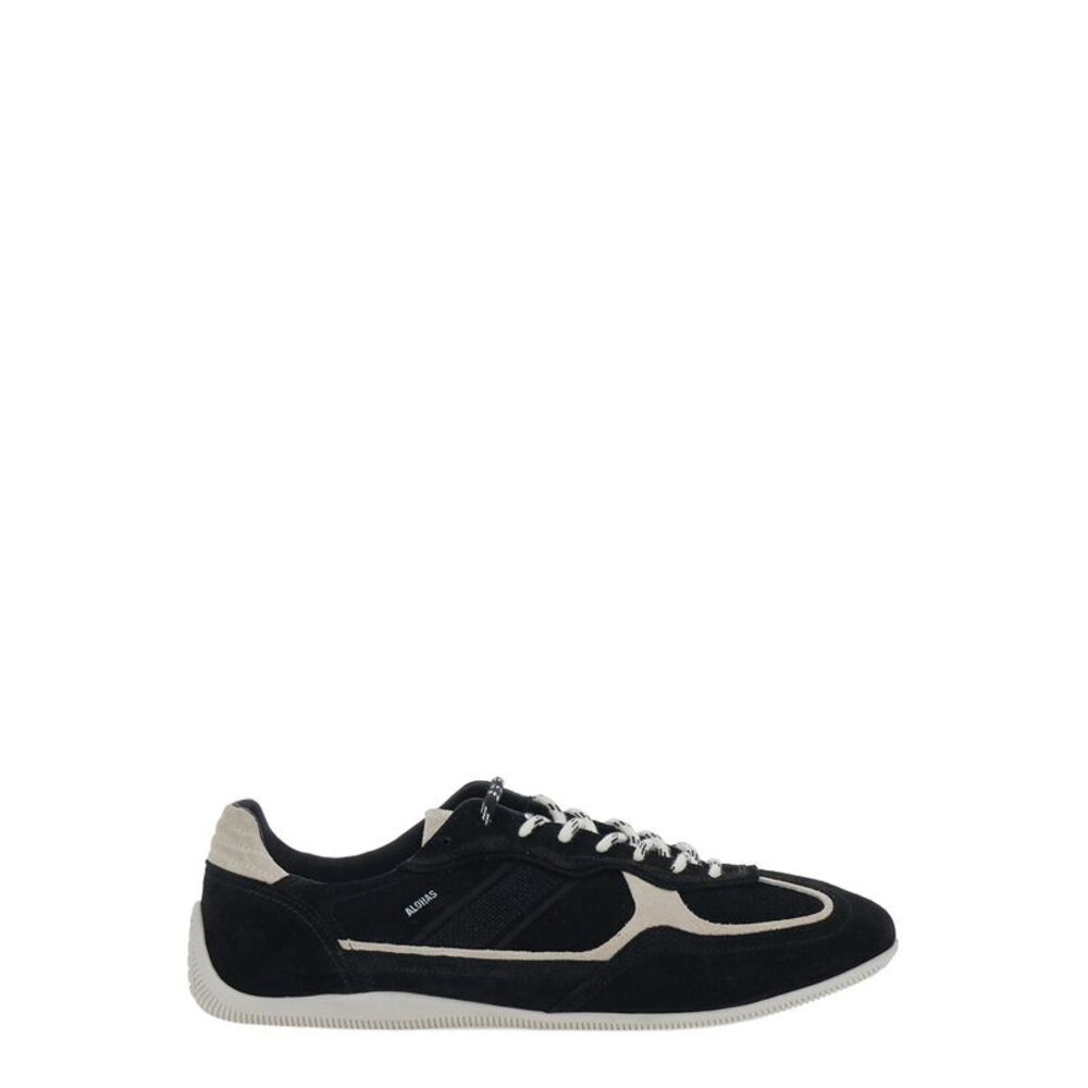 Alohas Men Black Suede Sneakers With Rubber Sole And Leather Details, Unisex